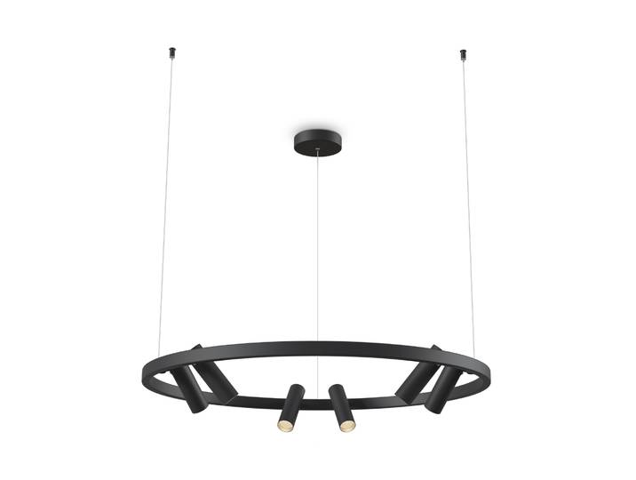 Suspension LED noire\, spots réglables\, H 120 cm