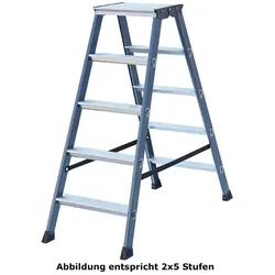 Doppelleiter Krause Monto SePro® D eloxiert 2x4 Stufen aus Aluminium, beidseitig besteigbar, eloxierte Holme