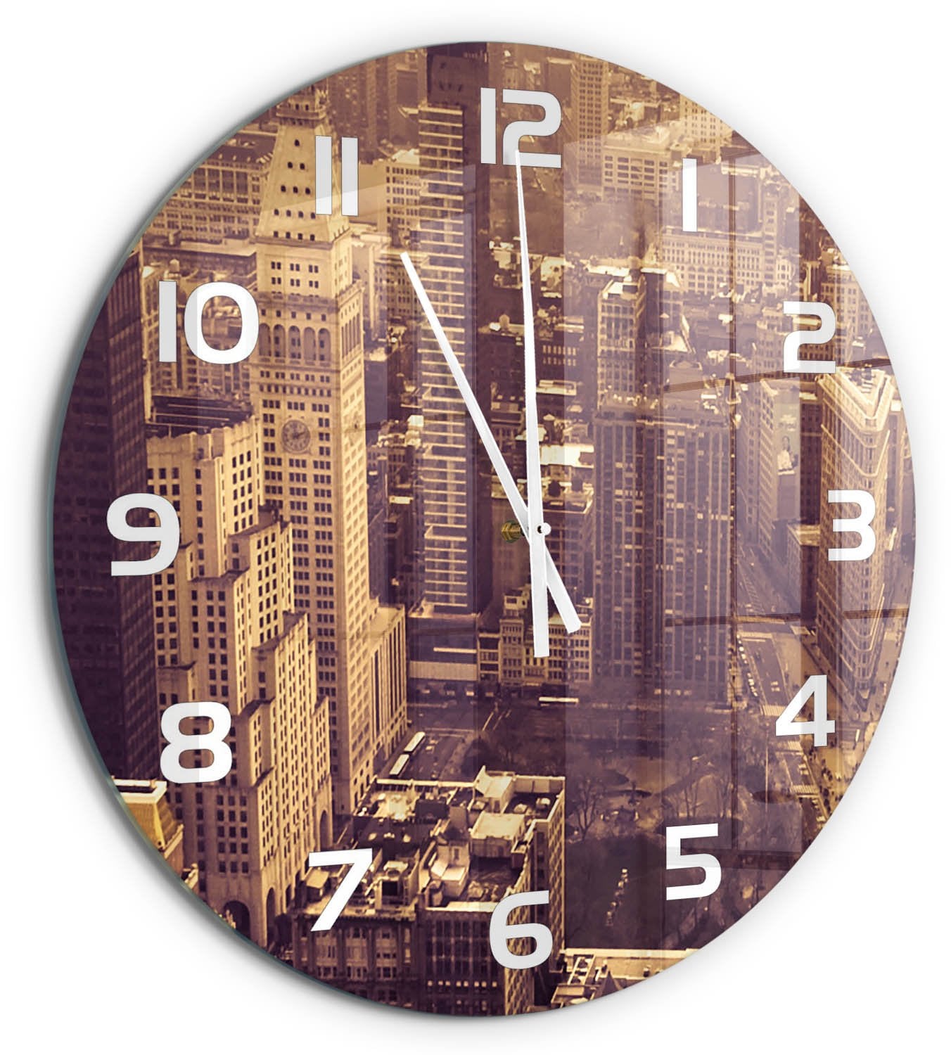 Tulup Wandklok Manhattan New York - Geel - Diameter: 60 cm