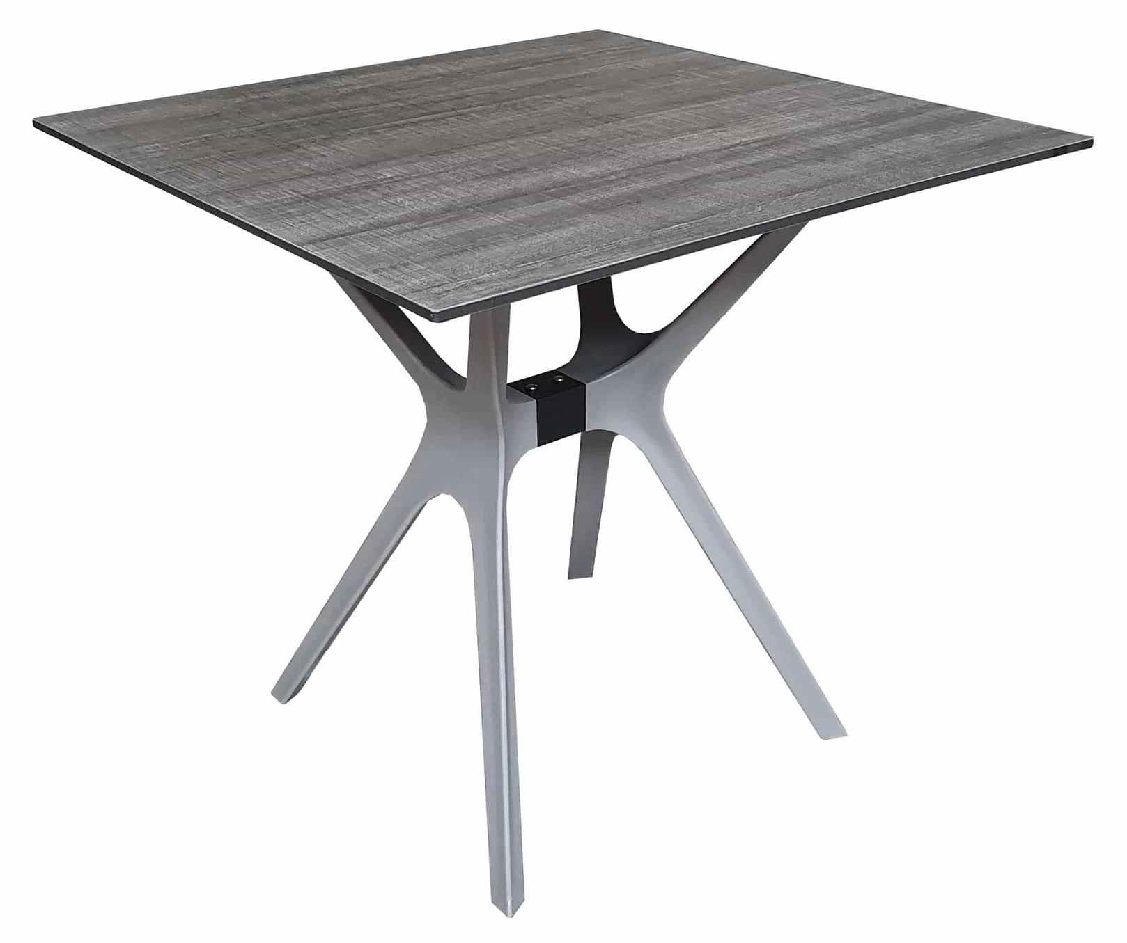 Kunststoff Gartentisch quadratisch dunkelgrau 80x80cm für draußen