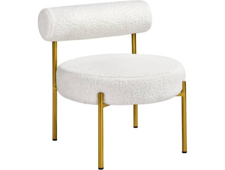 Yaheetech Fauteuil et Chaise de Relaxation de Salon Design Géométrique Élégant Doré Fauteuil d'appoint Bouclé 1-Blanc