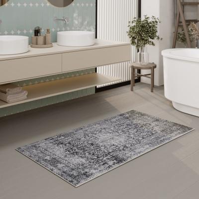 Badematte WECON HOME "Ralph", grau, H:0,5mm, Polyester, Badematten, Badematte, Vintage, waschbar, rutschfest, schnell trocknend, weich, Badteppich
