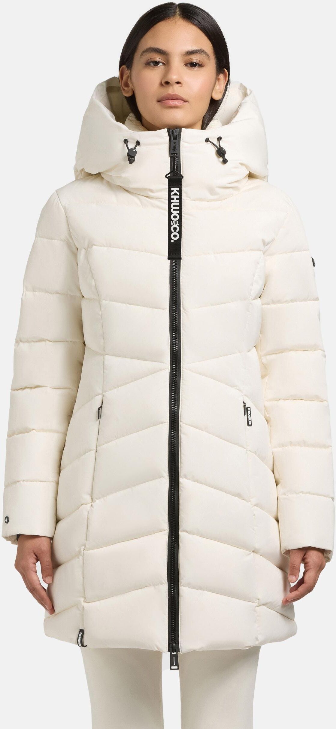 Wintermantel KHUJO "Wintermantel Dier", Damen, Gr. XL, weiß (luna weiß), Obermaterial: 100% Nylon NY.  Obermaterial: Futter: 100% Nylon NY. 100% Polyester PES., Mäntel Wintermantel