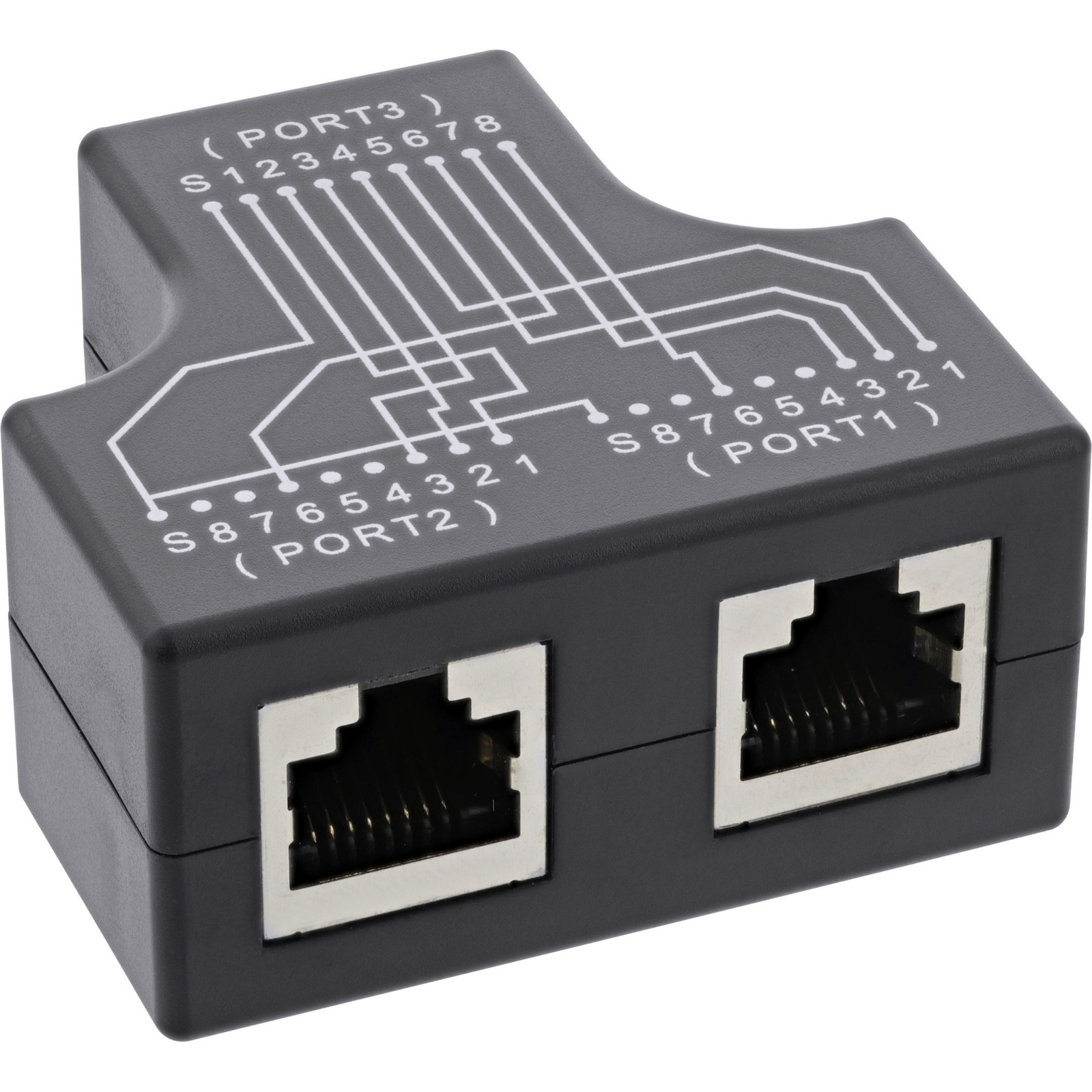 InLine Cat.5e STP T-adapter Port-Doppler met 1x RJ45 naar 2x RJ45-connectoren