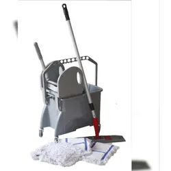 CleanSV Wischset grau 40cm - 16 Liter, PE Reinigungswagen, Moppresse, Mopset 40 cm