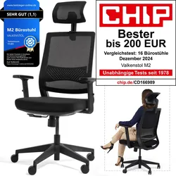 VALKENSTOL M2 - Bürostuhl Ergonomisch Testsieger bis 200 € - Kopf-/Armstütze