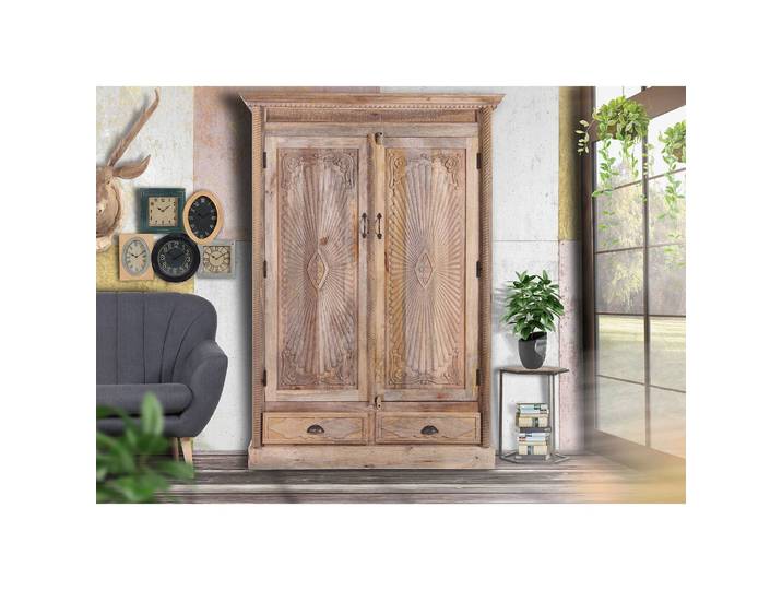 Garderobenschrank Cella 130 x 184 x 52cm Braun/Beige/Mango