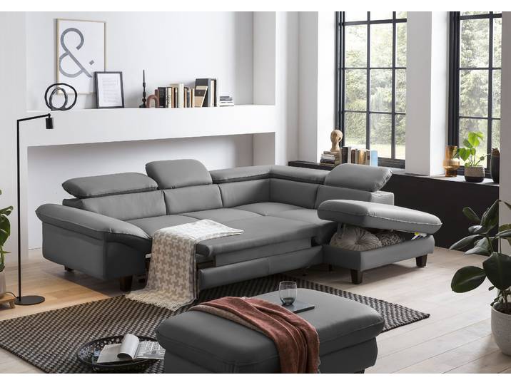 Ecksofa OTTO HOME Pilot L-Form , grau, B:266cm H:73cm T:108cm, 100% Polyester; Feinstruktur 75000 Scheurtouren; Struktur 35000 Scheuertouren, Mikrofaser 40000 Scheuertouren, Sofas, Ecksofa, mit Kopfteilverstellung, wahlweise mit Schlaffunktion & Bettkasten