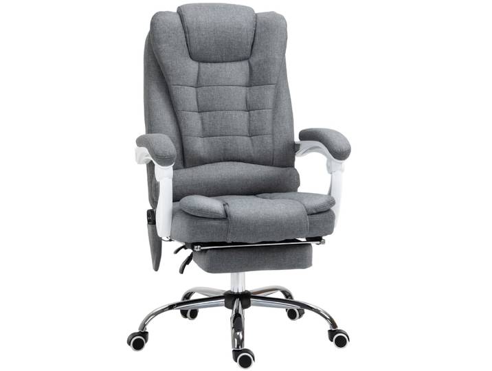 Fauteuil de bureau direction massant chauffant inclinable tissu gris