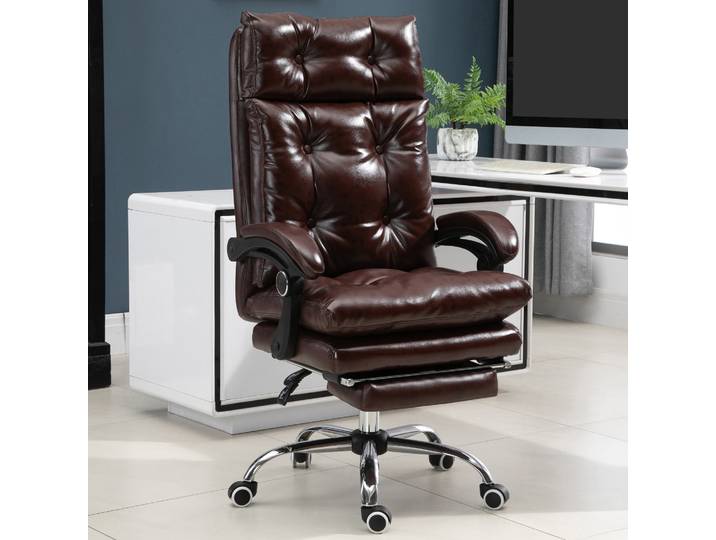 Vinsetto Chaise Bureau Ergonomique Réglable Repose-pied Marron