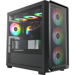 Montech X5M (schwarz, Tempered Glass) (mATX, Mini-ITX), PC Gehäuse, Schwarz