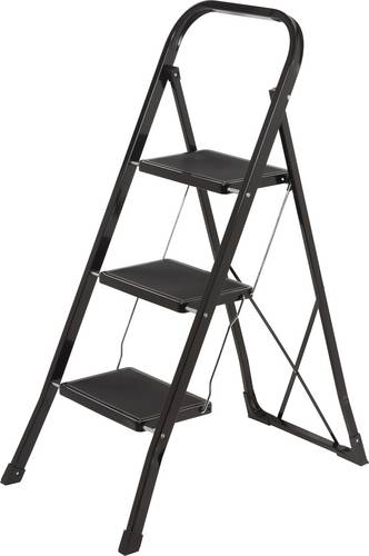 TOOLCRAFT TO-10398471 Stahl Klapptritt klappbar, Montage ohne Werkzeug Arbeitshöhe (max.): 2.7m Schwarz EN 14183