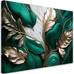 LEINWANDBILD Blätter im Gold Glamour Loft-Stil 100x70cm