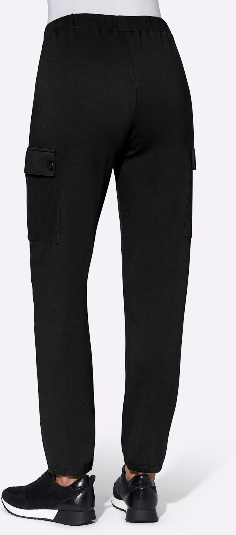 Jogger Pants CLASSIC BASICS, Damen, Gr. 46, Normalgrössen, schwarz, 100% Baumwolle, unifarben, lang, Hosen Jogger Pants schwarz 46, Normalgrössen