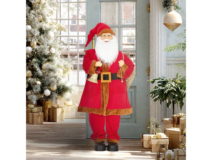 HOMCOM Père Noël 120cm Figurine Animée Sonore avec Sac