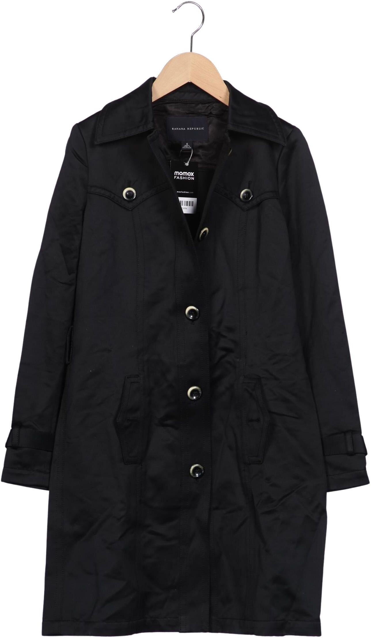Banana Republic Damen Mantel, Schwarz, Gr. S, Baumwolle - Second Hand