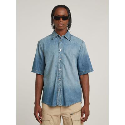 T-Shirt G-STAR "Regular Denim Hemd", Herren, Gr. M, blau (sun faded thames), Denim/Jeans, Obermaterial: 100% Baumwolle, Shirts T-Shirt
