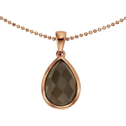 Jamelli Anhänger mit Kette 925 Silber rosé vergoldet Rauchquarz