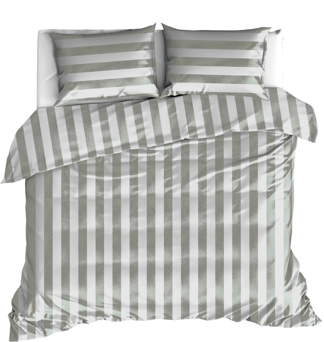 Linolux Dekbedovertrek Beach Stripe Mineral Green Lits-jumeaux 140 x 200 cm