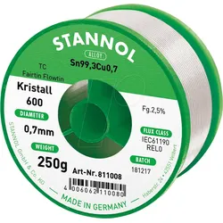 STA 600 TC 0,7 - Lötzinn bleifrei mit Kupferanteil,Ø 0,7 mm, 250 g