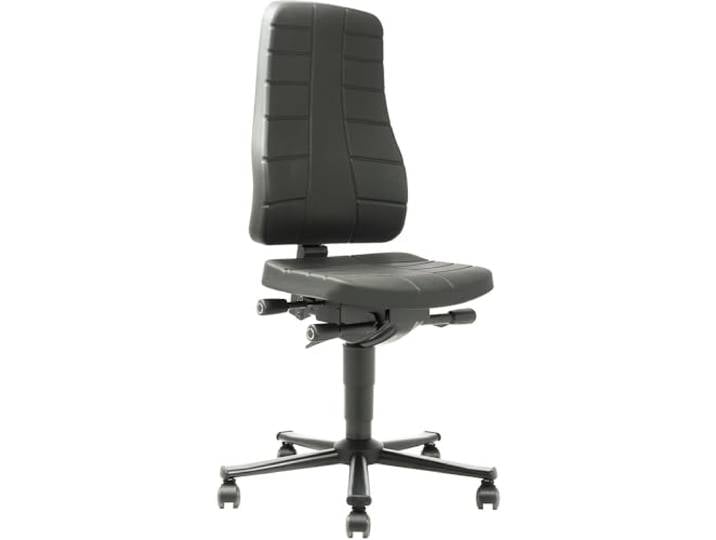 bimos Arbeitsdrehstuhl mit Ergonomiefunktionen - mit Rollen - PU-Schaum, schwarz - Arbeitsdrehstuhl Arbeitsstuhl Drehstuhl Stuhl