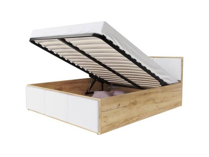 Lit coffre Panama T 160x200 - Sommier inclus Chêne - Blanc