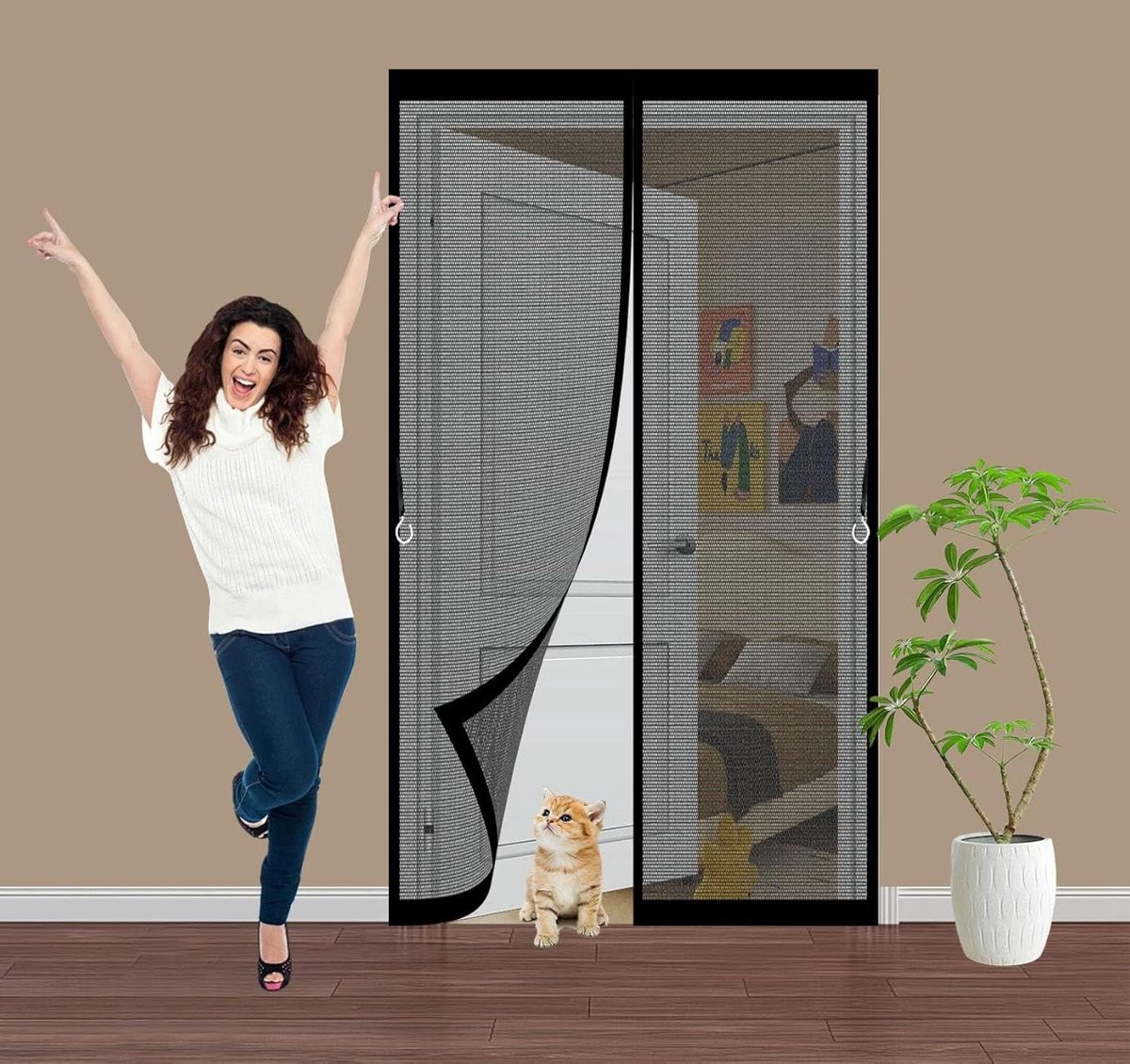 Magnetische horren voor ramen met zelfsluitend magneetsysteem - Zwart - 117 x 210 cm