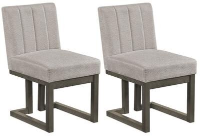 "Costway Modern Farmhouse Fabric Dining Chairs Set of 2 with 5.5"" Thickened Padded Seat-Gray"