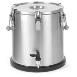 HENDI Isolierter tragbarer Behälter - mit Ablasshahn, Profi Line, 20L, Silber, ⌀330x(H)360mm