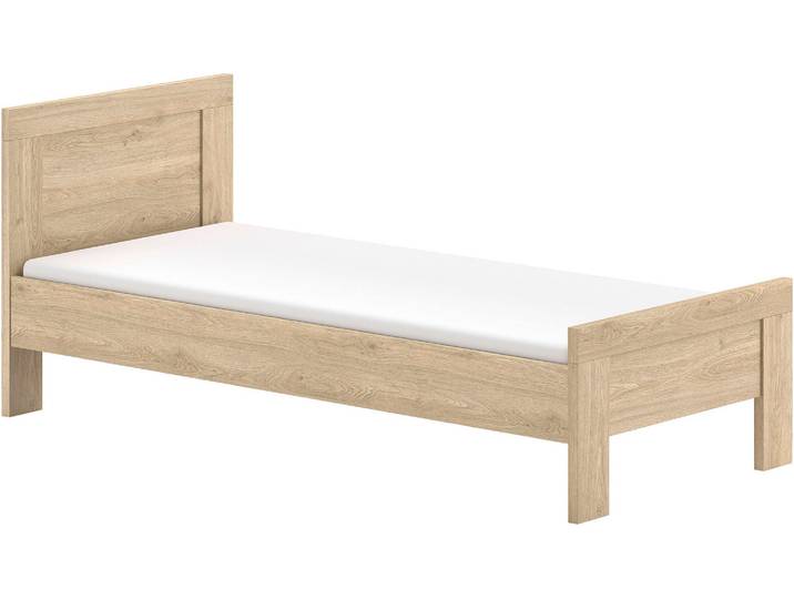 Einzelbett VIPACK SAM auf Rollen, einfach bedienbar, bietet zusätzlich Stauraum , eiche dekor, B:94,6cm H:80cm, Betten, Innenmaß für Matratze B:190xH:12xT:90cm, Bodenplatte geschlossen