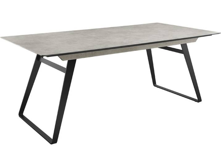 Musterring Esstisch, HPL-Platte in Zement-Design, Bügelgestell schwarz, drei Größen