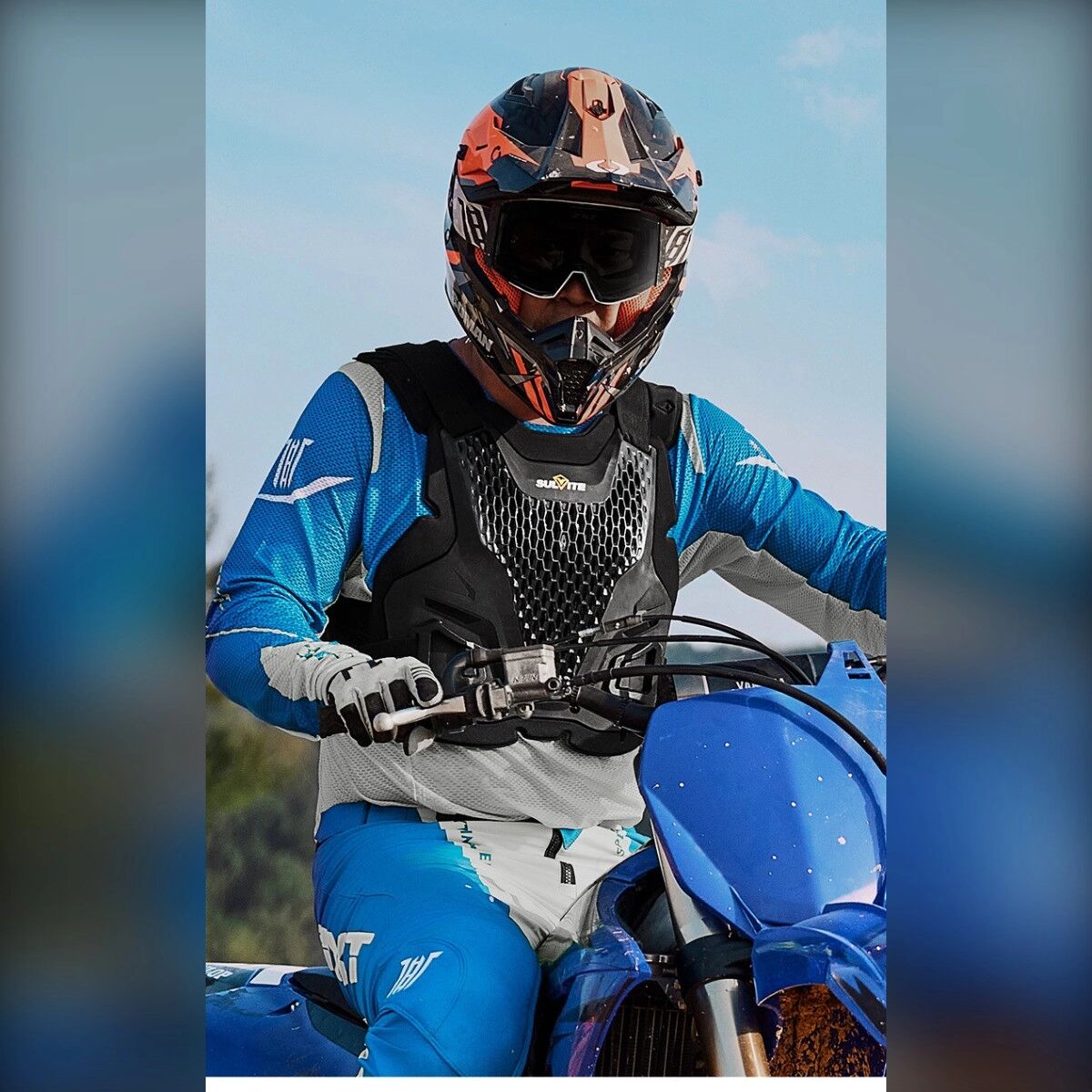 INF Motorrad-Schnellverschluss Schutzweste Anti-Fall — Stoßabsorbierende Brust- und Rückenpolster, verstellbare Taille 101-117cm