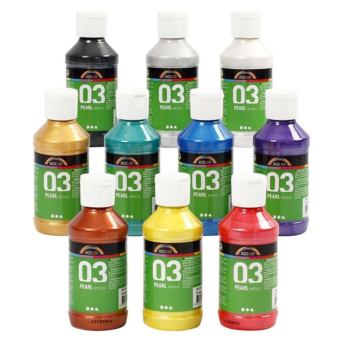Creativ Company A-Color - Acrylic Paint - Metallic - 10 x 120 ml (32201) (120 ml) (32201)