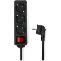 Nedis, Steckdosenleiste, ESOC350F2BK Steckdosenleiste 3-Wege 5.00 m 3680 W 16 A (3x, 5 m)