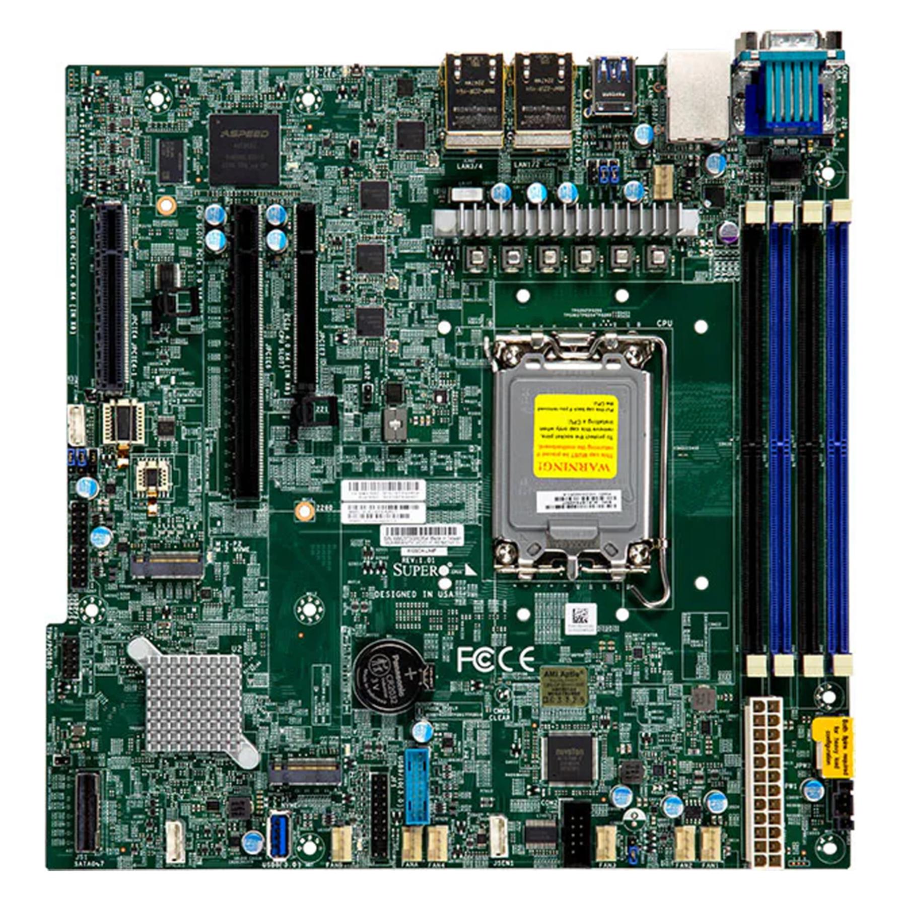 Supermicro Mainboard X13SCH-LN4F micro-ATX Sockel 1700 DDR5-only Bulk (LGA 1700, Intel C266, mATX) (MBD-X13SCH-LN4F-B)