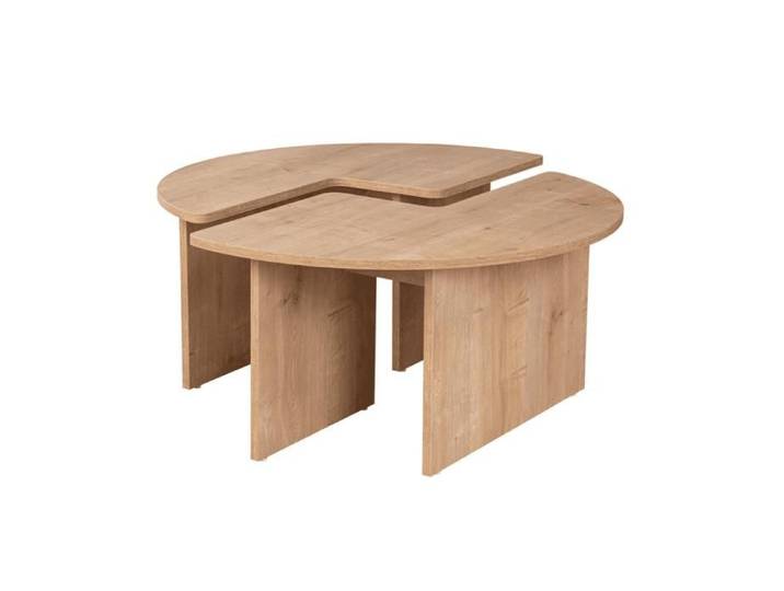 CALICOSY - Lot de 2 tables basses L90 cm - MOIRA - Chêne