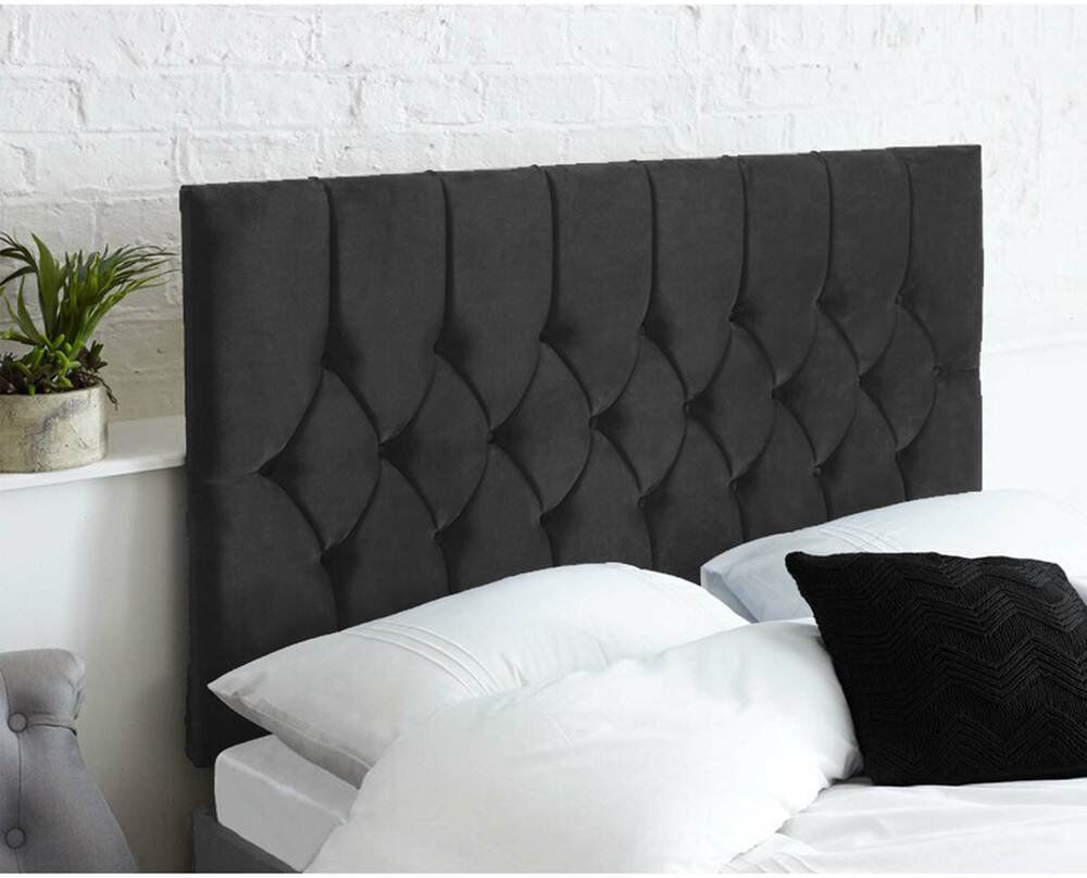 Etta Avenue Linda Upholstered Velvet Headboard Black Single (3')