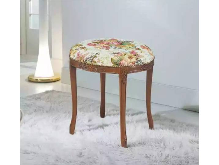 JVmoebel Fußhocker Eleganter Hocker mit farbenfrohem Textilbezug und Holzfüßen (1 St., Hocker), Made in Europa
