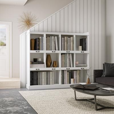 GDFStudio - Oxon Modern 10-Shelf Bookcase with Cubby Storage