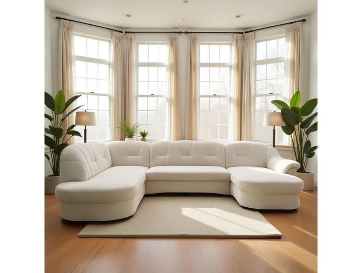 Wohnlandschaft DOMO COLLECTION FLORES 293x180x86 cm, hochwertig, komfortabel, U-Form , beige (creme), B:293cm H:86cm T:180cm, 100% Polyester, Sofas, Wohnlandschaft, wahlw. mit Bettfunktion, wahlw. mit Federkern, Unser Dauertiefpreis