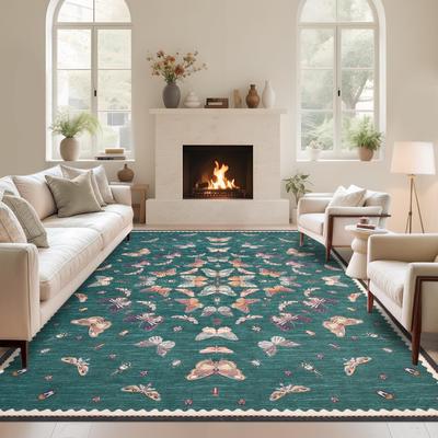 Garvee Machine Washable Butterfly Insect Print Area Rug