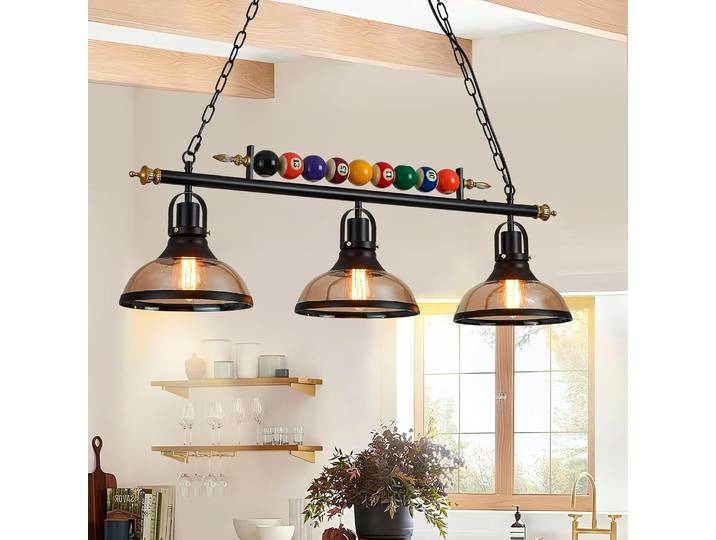 Lampe suspendue LED pour billard, luminaire suspendu pour table de billard, abat-jour en verre, lampe suspendue pour table à manger, table de snooker, lumières décoratives pour soirée de bière