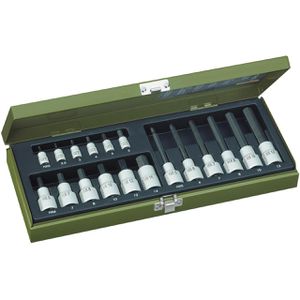 Proxxon Schraubendreher-Einsatz 23100, 18-teilig, 1/2 Zoll und 1/4 Zoll, Innensechskant