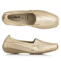 VITAFORM Damen- Mokassin Hirschleder metallic Sohle Hanne