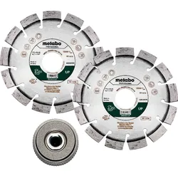 Metabo Set: 2xDiamanttrennscheibe 115x22,23mm"UP"+ 1xQuickspannmutter M14
