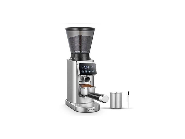 AMZCHEF Kaffeemühle CG20OT9-SV, 160 W, 300 g Bohnenbehälter, Kaffeemühle Siebträger Elektrisch mit 24 Mahlgrad Einstellbar