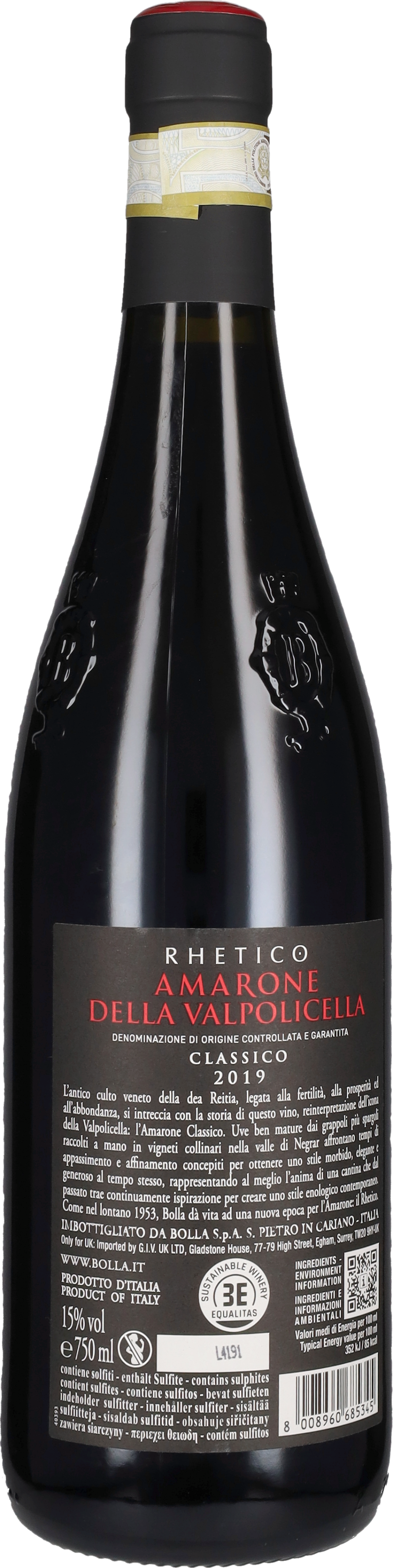 Amarone Classico 'Rhetico' Bolla 2019