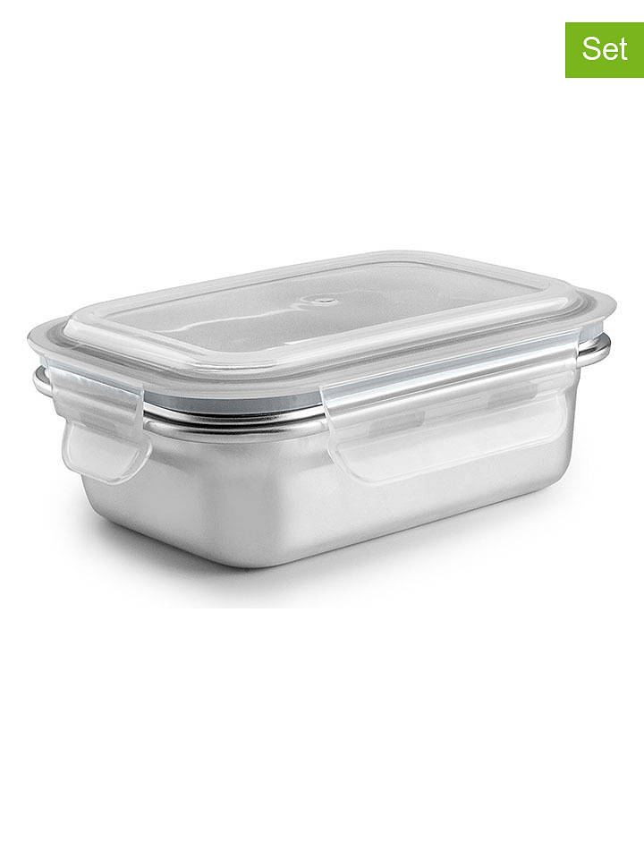 Ibili 2er-Set: Frischhaltedosen "Keepklin" in Silber - 400 ml - onesize