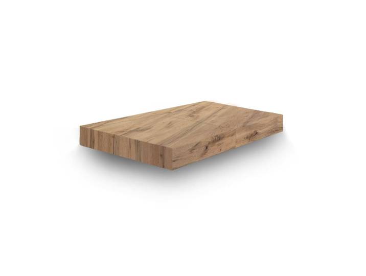 Table basse en bois, chêne rustique, base noire, transformable 120x80
