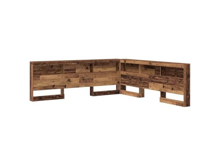 KTHLBRH Kopfteil aus technischem Holz mit Regalen und Station Minimalistisches Design, freistehende Struktur, Stahlrahmen, Montage erforderlich, glänzende Oberfläche, einfache Wartung
